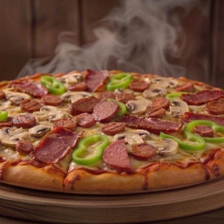 Turkish Pizza (Büyük) VIP Live Sos % 100 Dana Pastırmalı Sucuklu Mantarlı Gurme Pizzacı Pizza