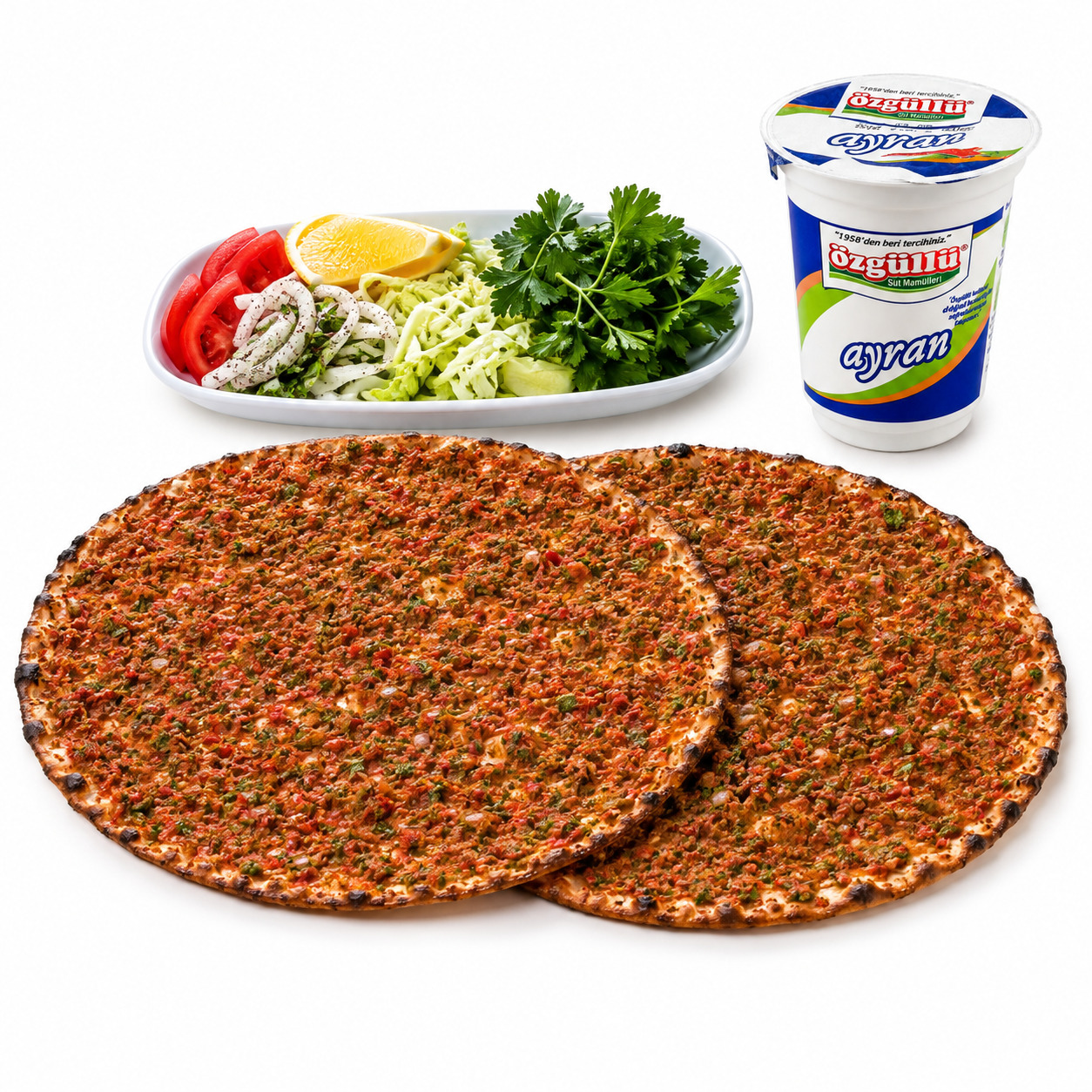 Lahmacun Menü ! (2 Adet Lahmacun, Salata, Ayran)