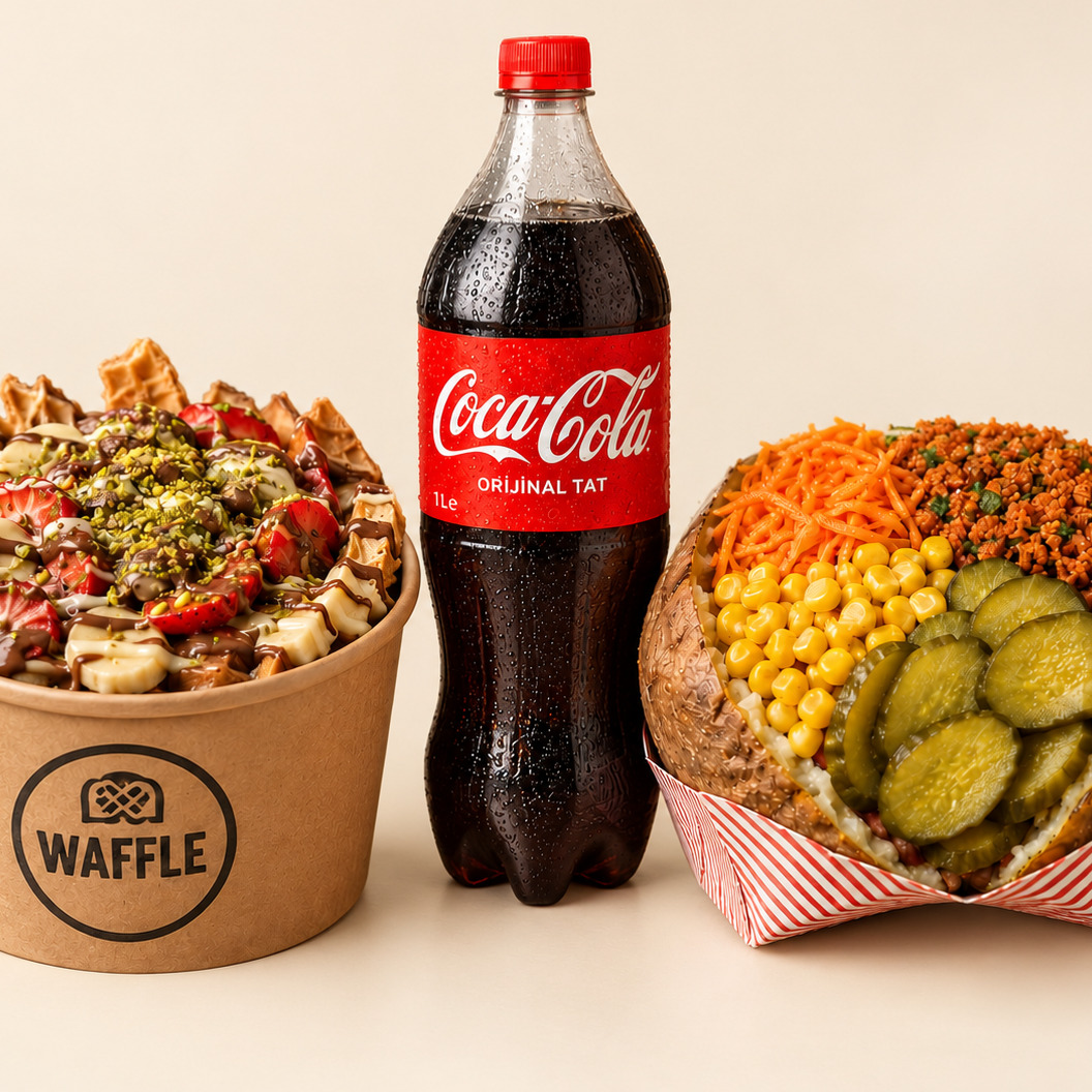 Coca Cola 1 Lt + 3 Malzemeli Kumpir + Kova Waffle