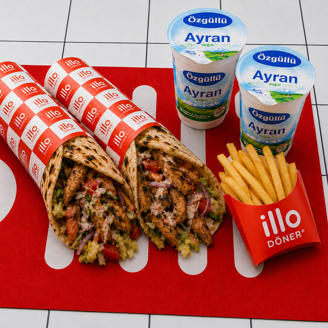 2 Tavuk Dürüm & 1 Patates Kızartması & 2 Ayran
