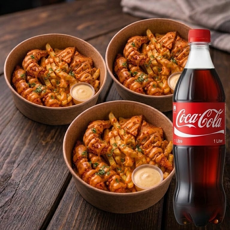 3'LÜ TACO TENDERS BOWL + LİTRELİK İÇECEK MENÜ