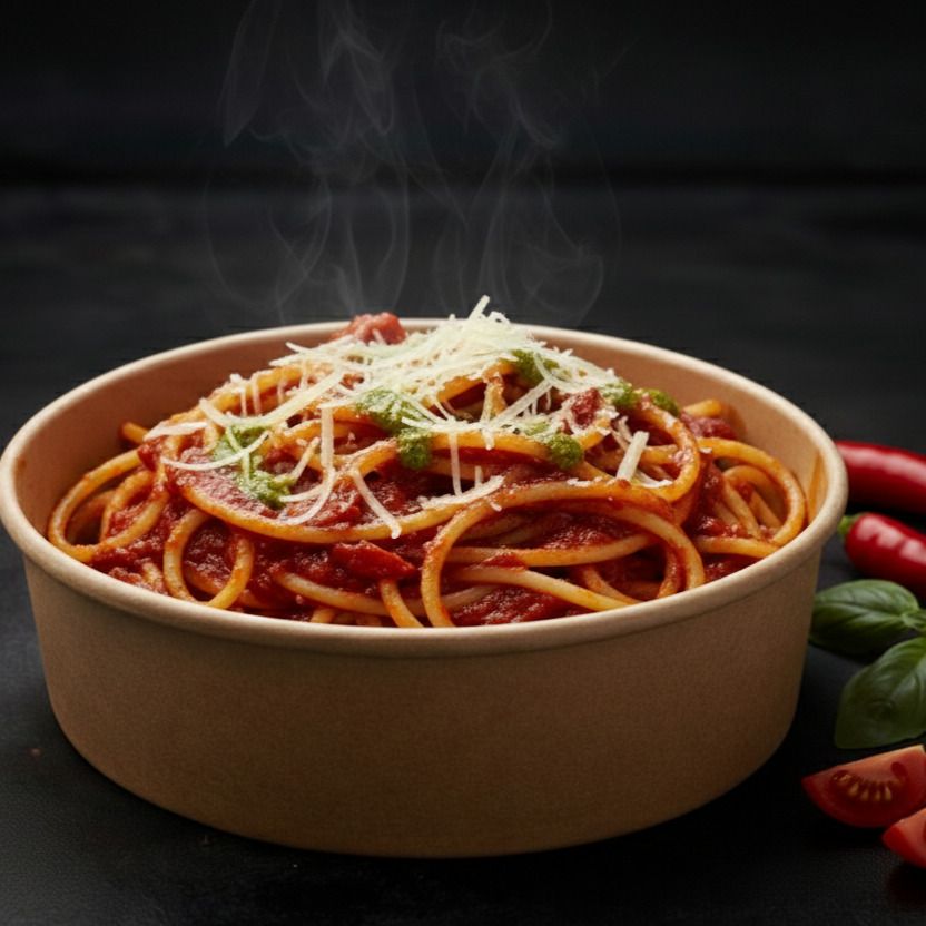 Küçük Çanak’ta Arrabbiata Piccante Spaghetti(Çanak’ta Ateşli Arabiatta)