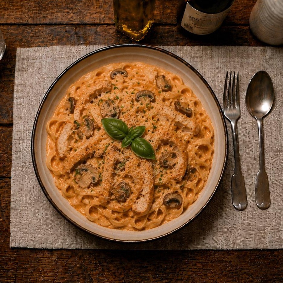 Rose Soslu Tavuklu Fettuccine