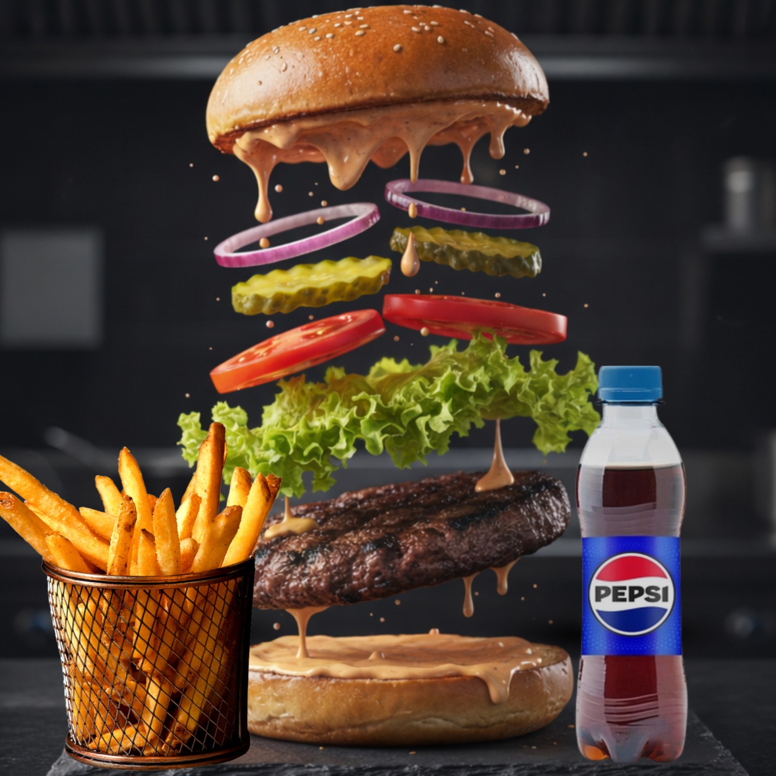 Klasik Burger, Patates Kızartması, İçecek (250 ml)