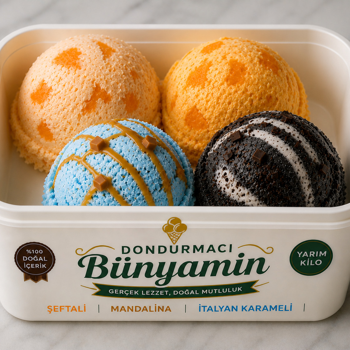 Aronya, İtalyan Karameli, Şeftali, Mandalina 500 gr