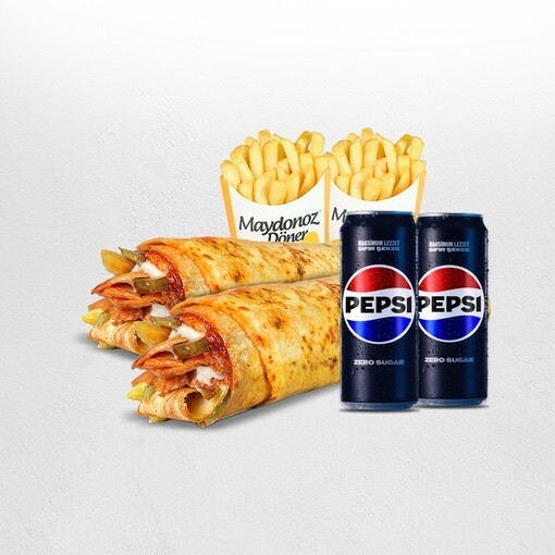 2'li Tavuk Döner Medium Dürüm Menü