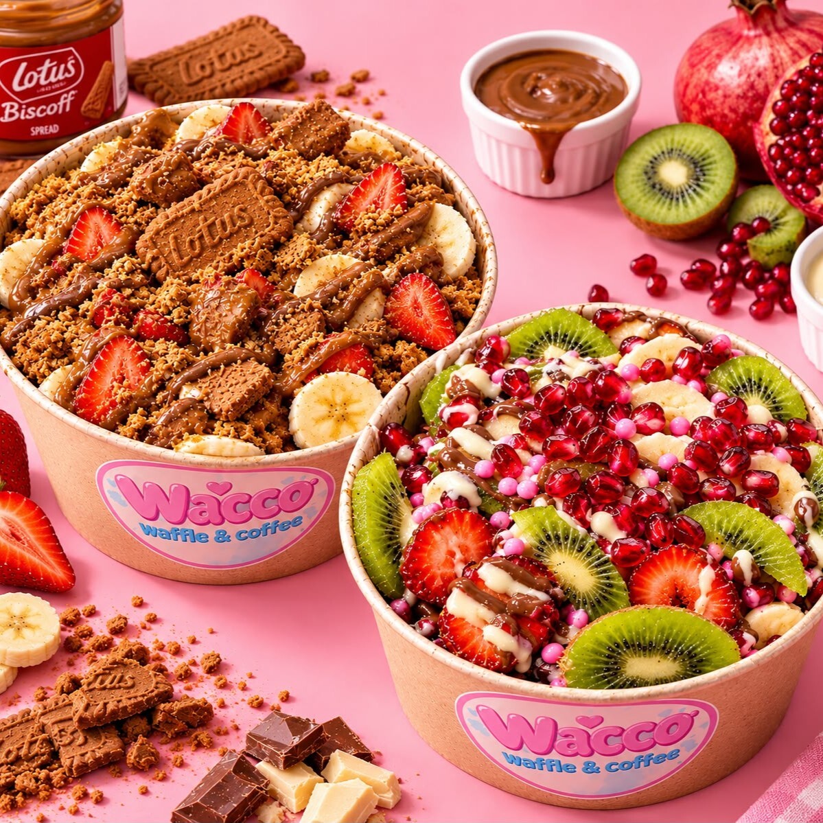 Lotus Çılgınlığı & Meyve Şöleni Hesaplı 2'li Waffle