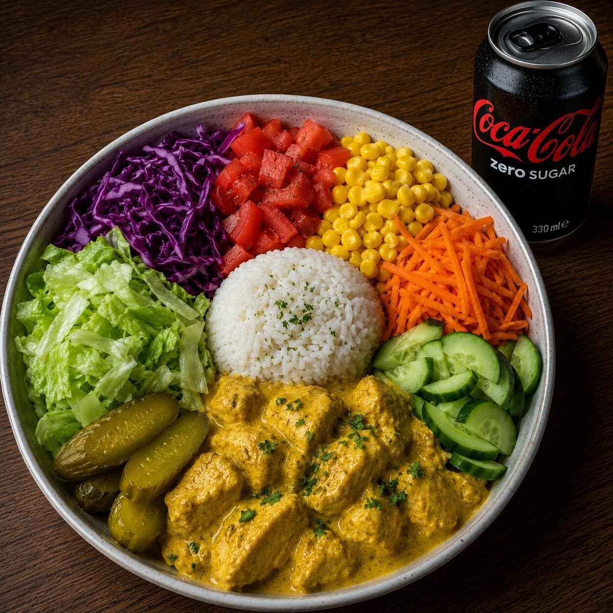 Köri Soslu Tavuk Bowl + Coca Cola
