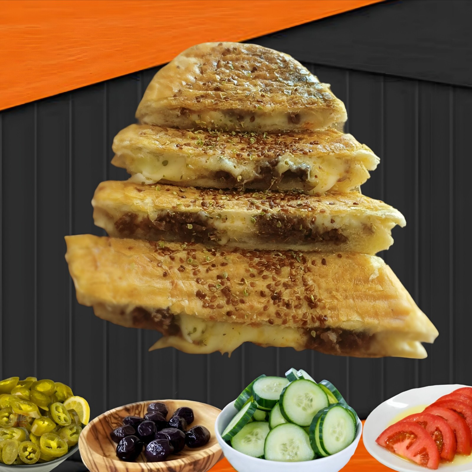Yarım Ekmek Kavurmalı Kaşarlı Tost