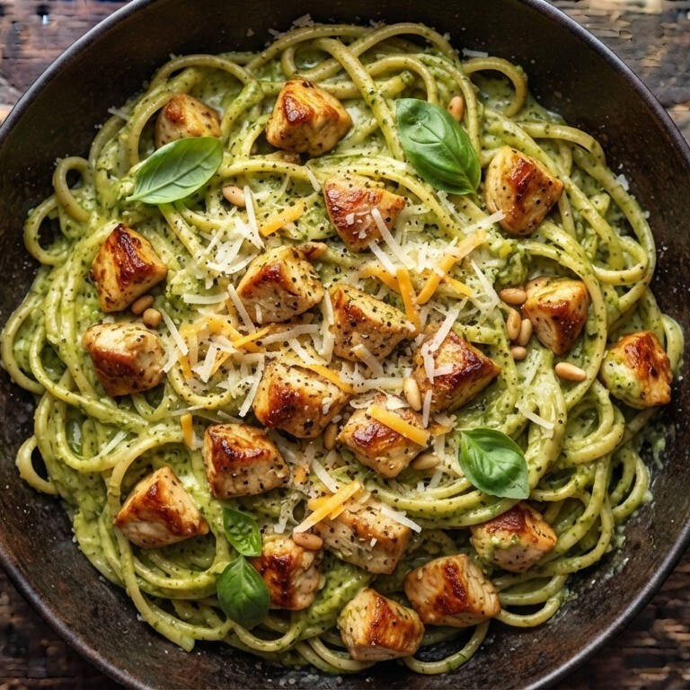 Pesto Soslu Tavuklu Makarna