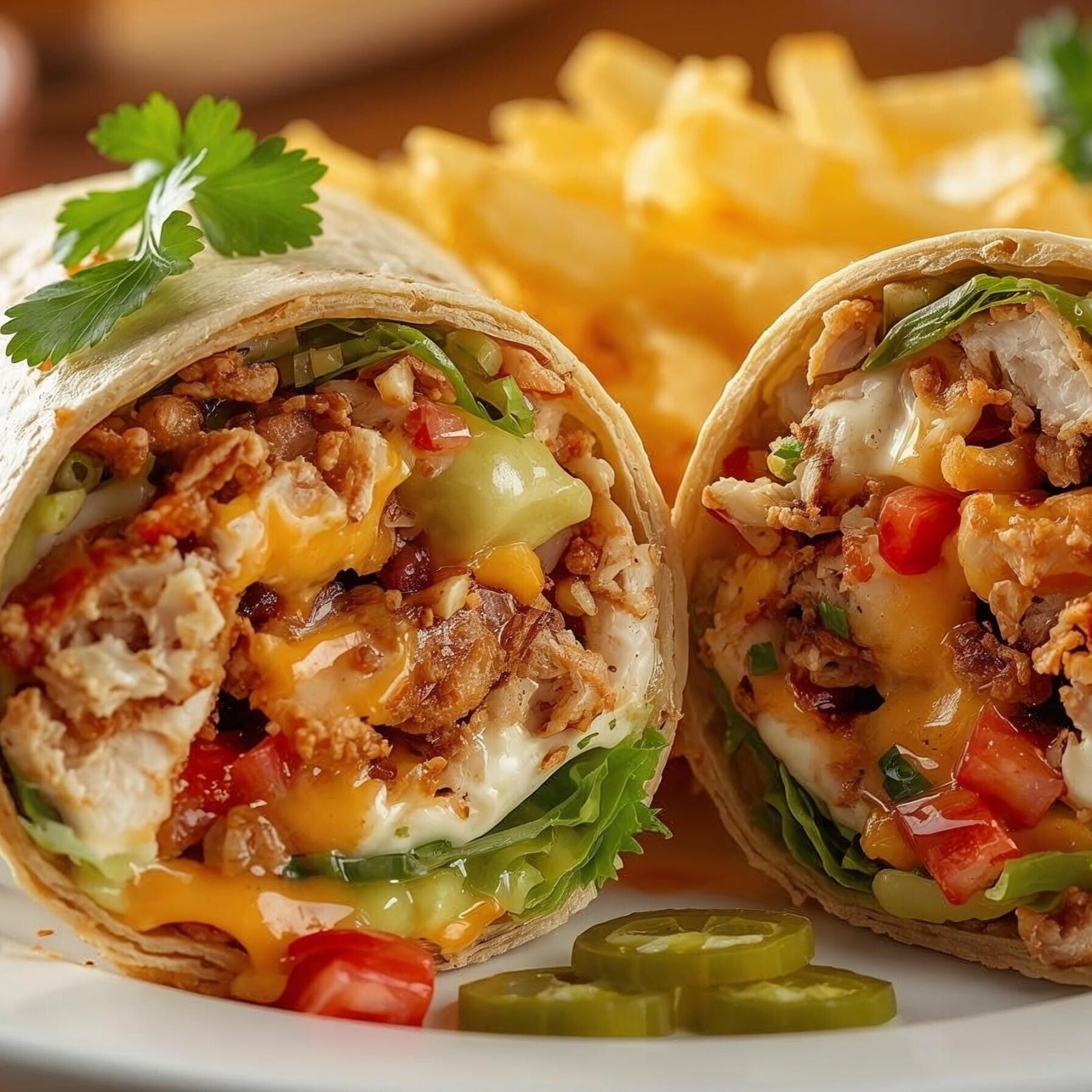 Cheddar & Çıtır Tavuk Wrap + Patates Menü