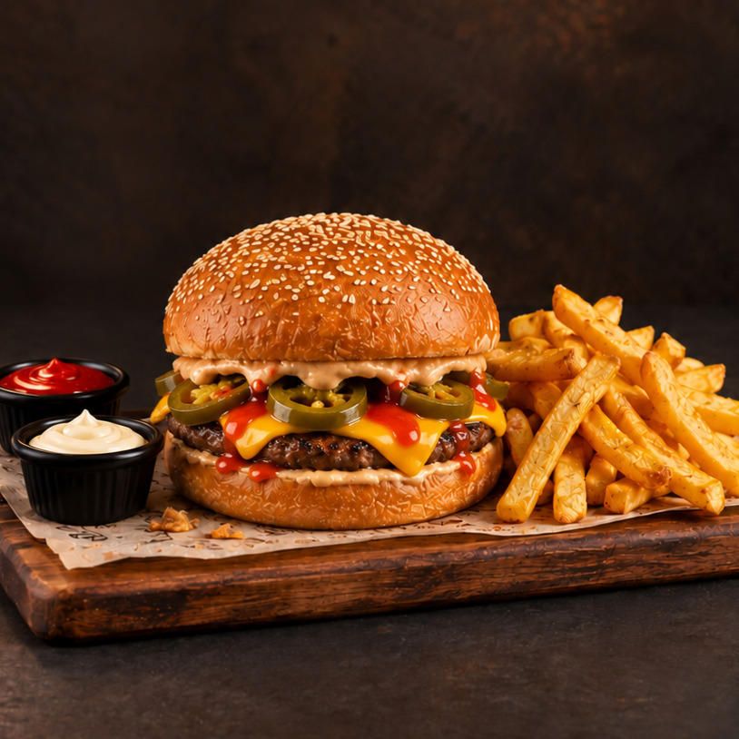 Meksika Burger + Patates Kızartması