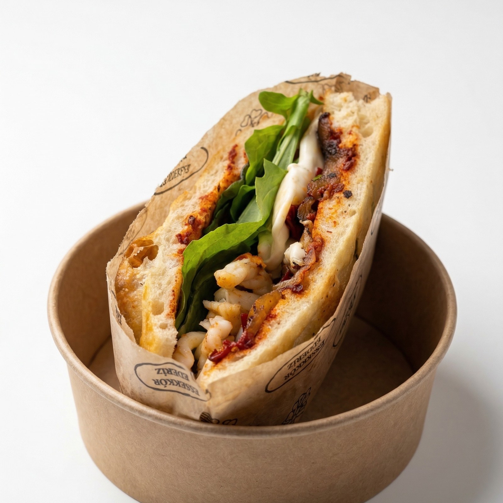 Yarım Focaccia Sandviç Sebzeli Muhammara Sandviç