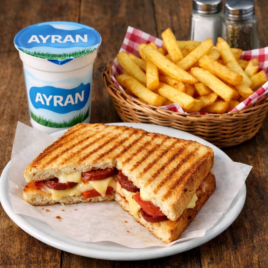 Ultra Doyuran Tam Ekmek Tost Menü + Patates + Ayran (170 ml)