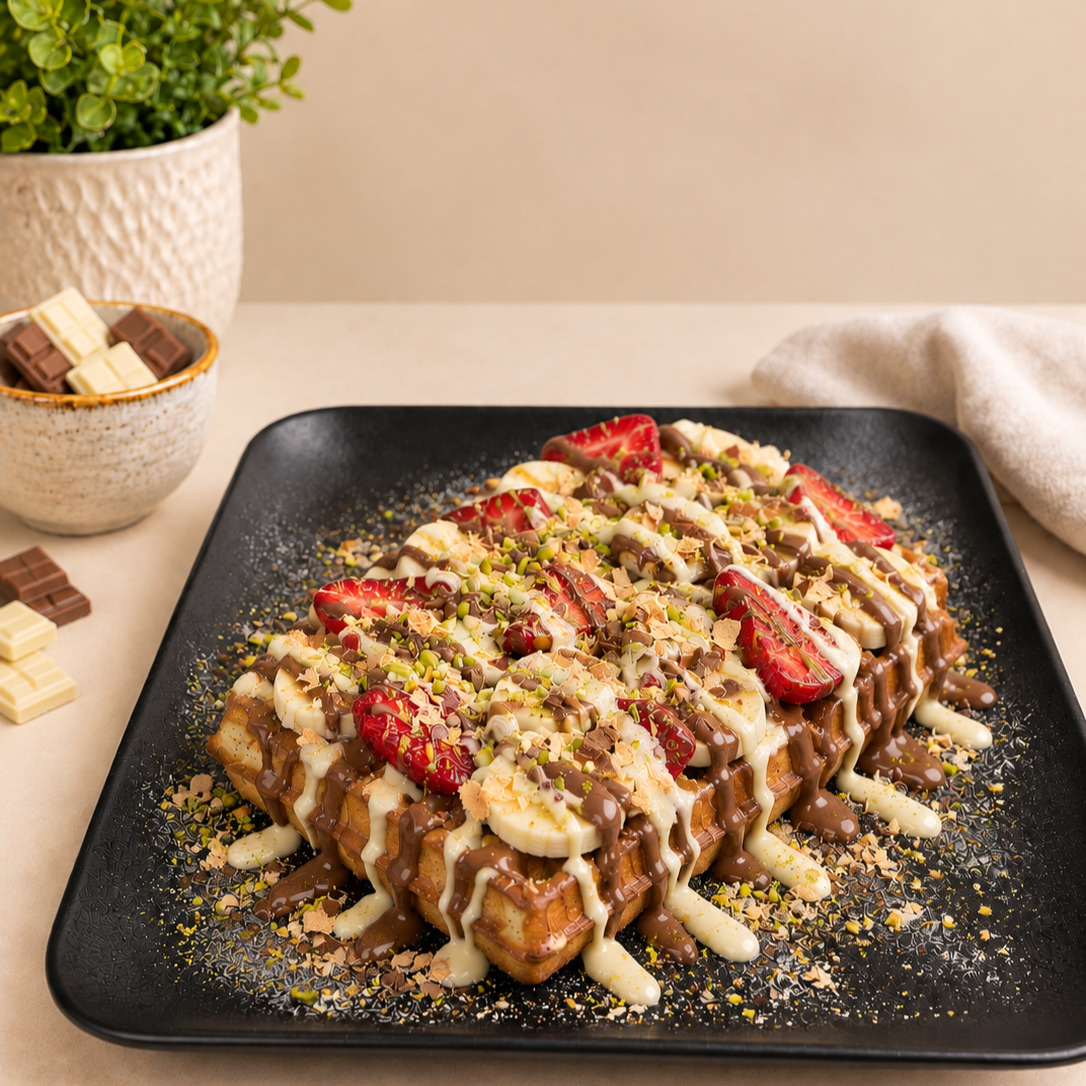 Waffle Sütlü ve Beyaz Sütlü Çikolatalı