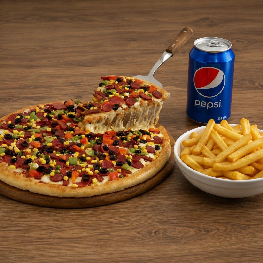 1 Adet Orta Boy Pizza Karışık Menü