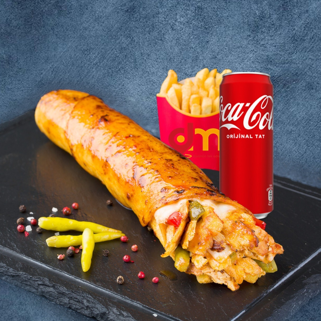 Hatay Usulü Tavuk Dürüm Menü (90 gr.)