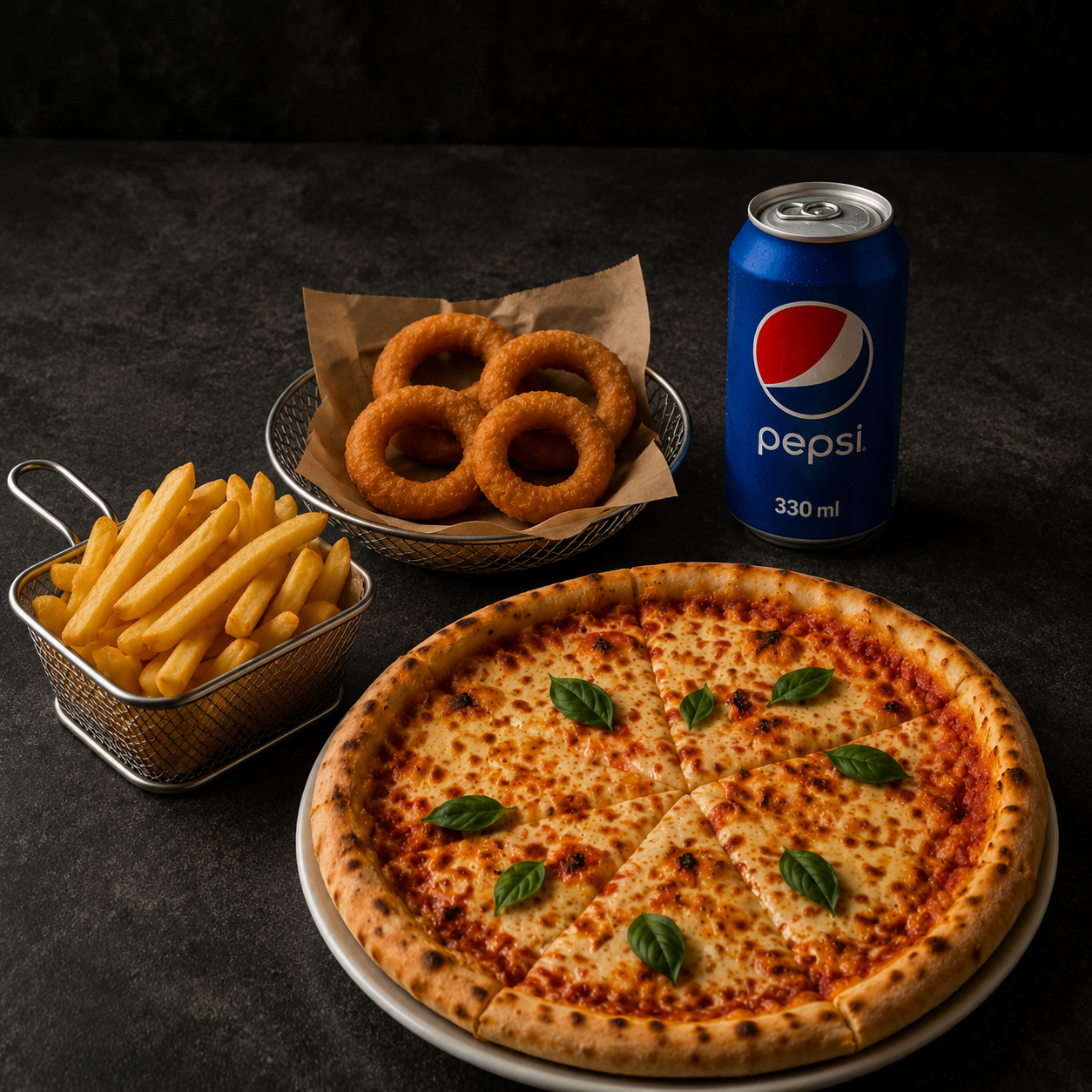1 Orta Boy pizza + 1 Yan Ürün ve 1 Küçük İçecek