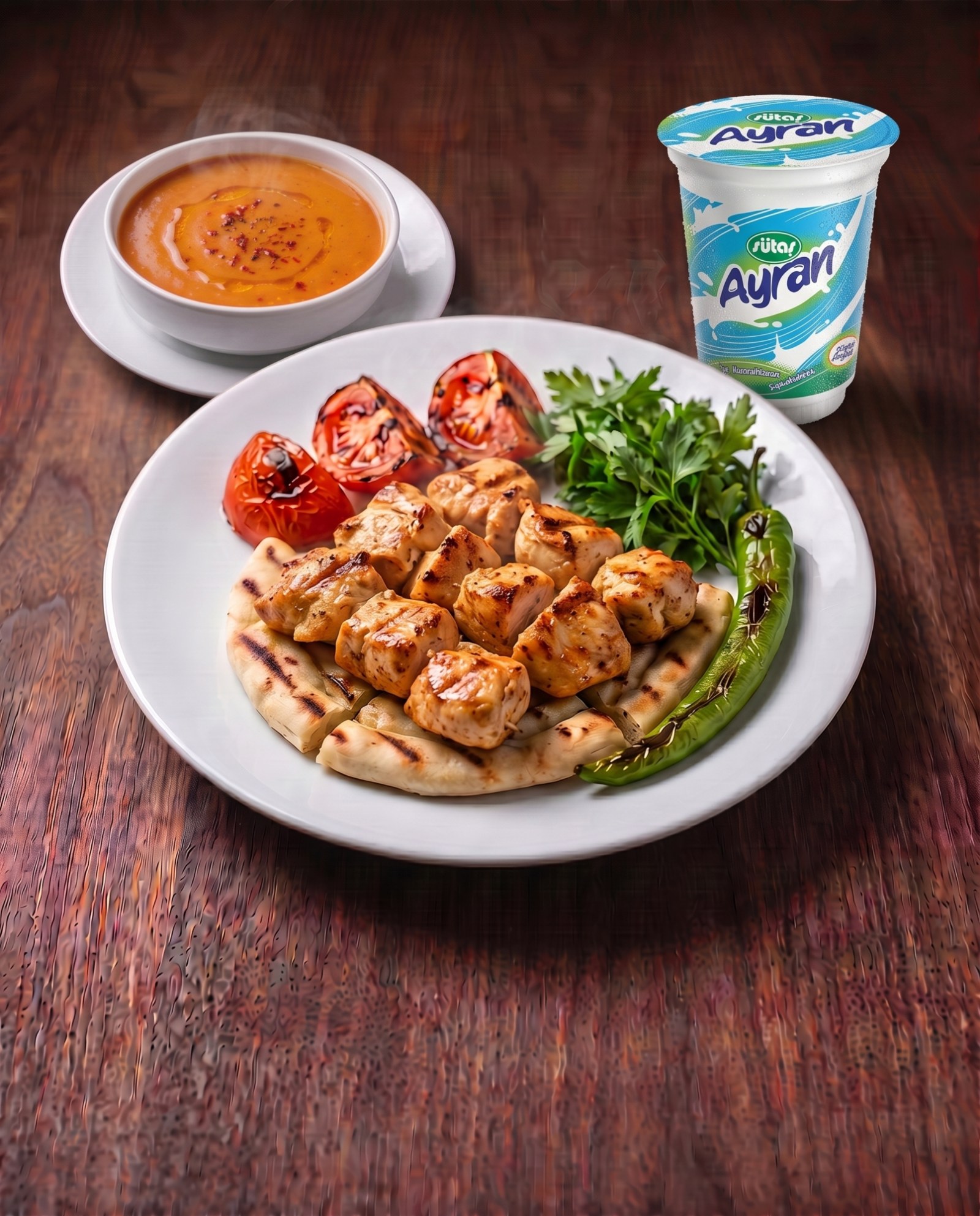 Tavuk Şiş + Çorba + Ayran
