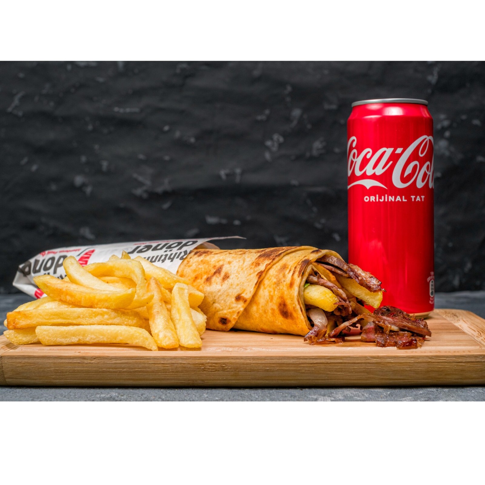 Et Döner Dürüm (70 gr) & Patates Kızartması & Kutu İçecek
