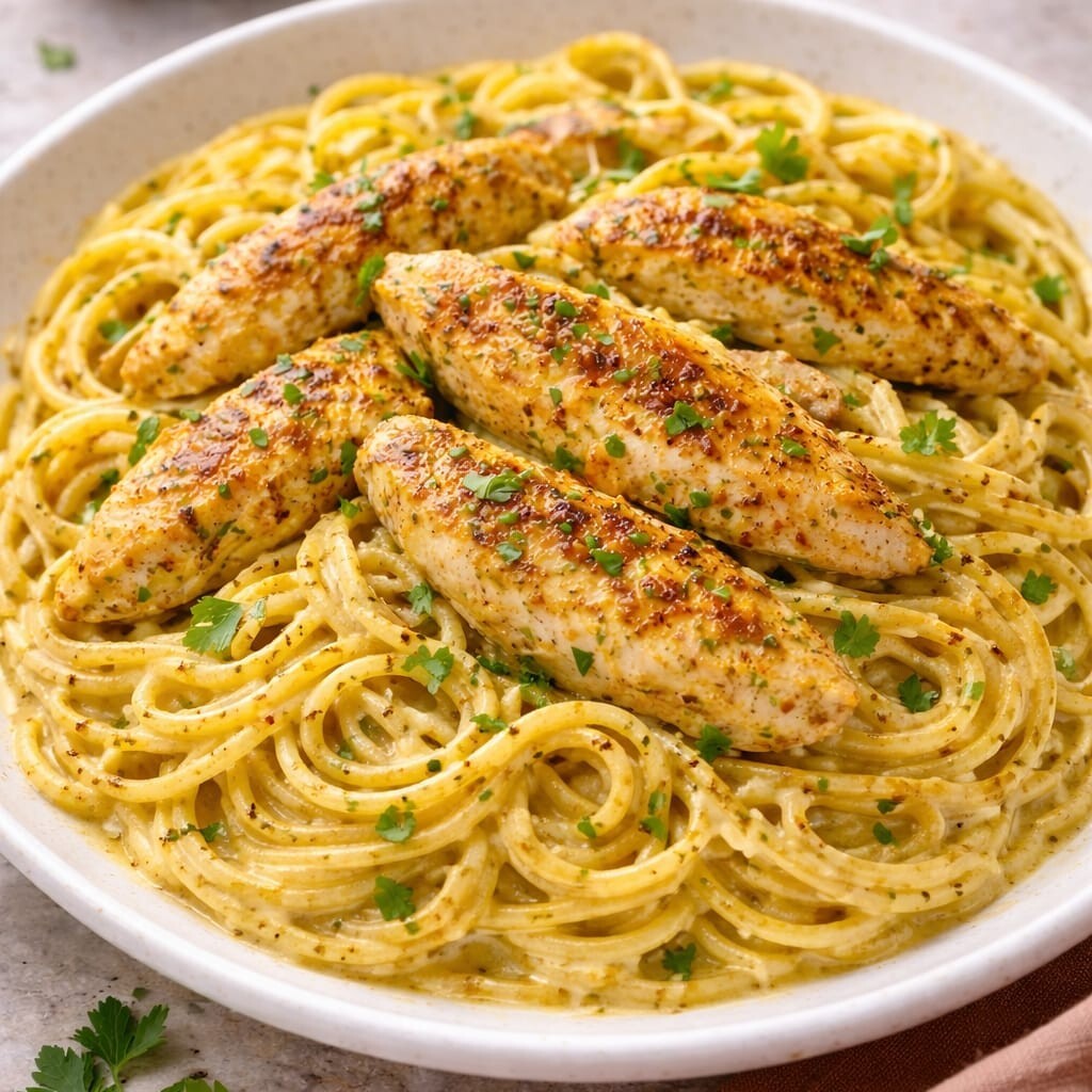 Kremalı Körili Tavuklu Spagetti