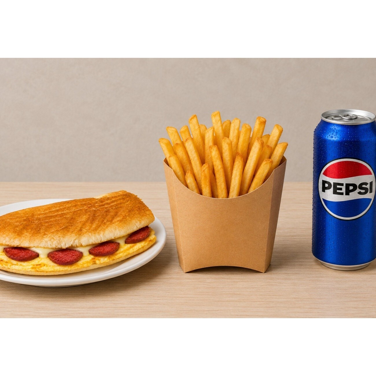 Yarım Ekmek Yumurtalı Karışık Pepsi Menü