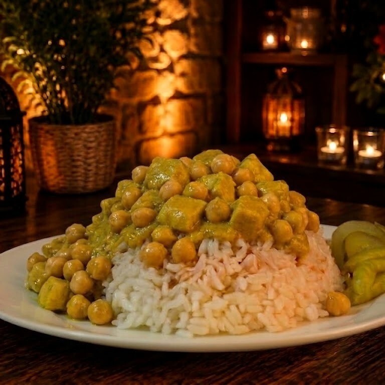 Kremalı Nohutlu Köri Soslu Tavuklu Pilav