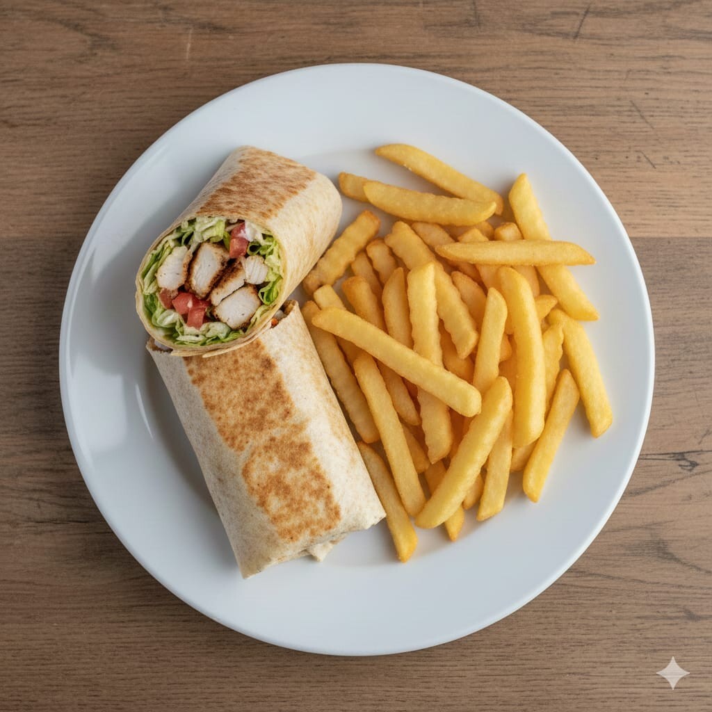 Tavuk Wrap + patates kızartması