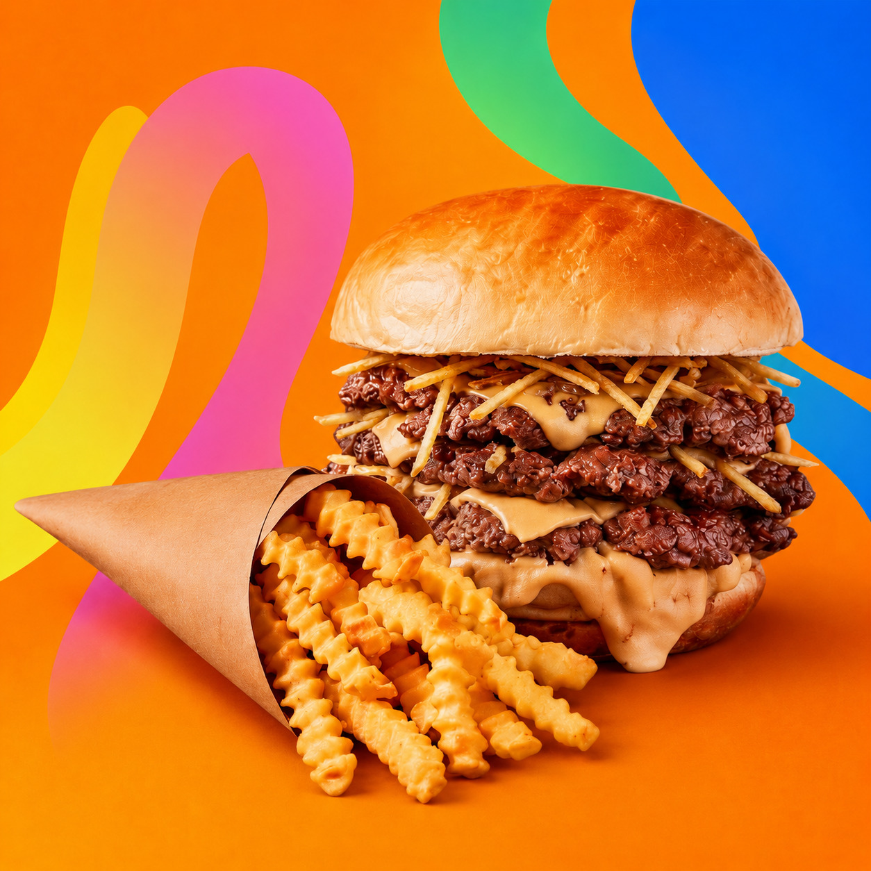 Triple Smash Burger & Tırtıklı Patates
