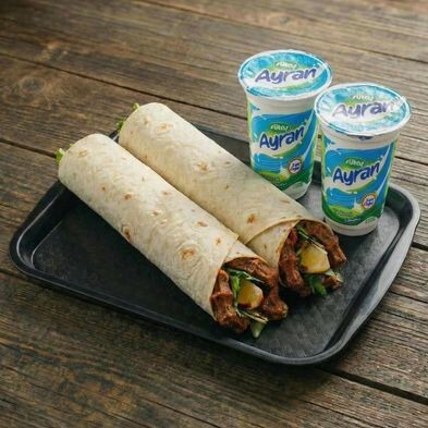 2 Adet Mega Çiğköfte Dürüm + 2 Adet Ayran (175 ml.)