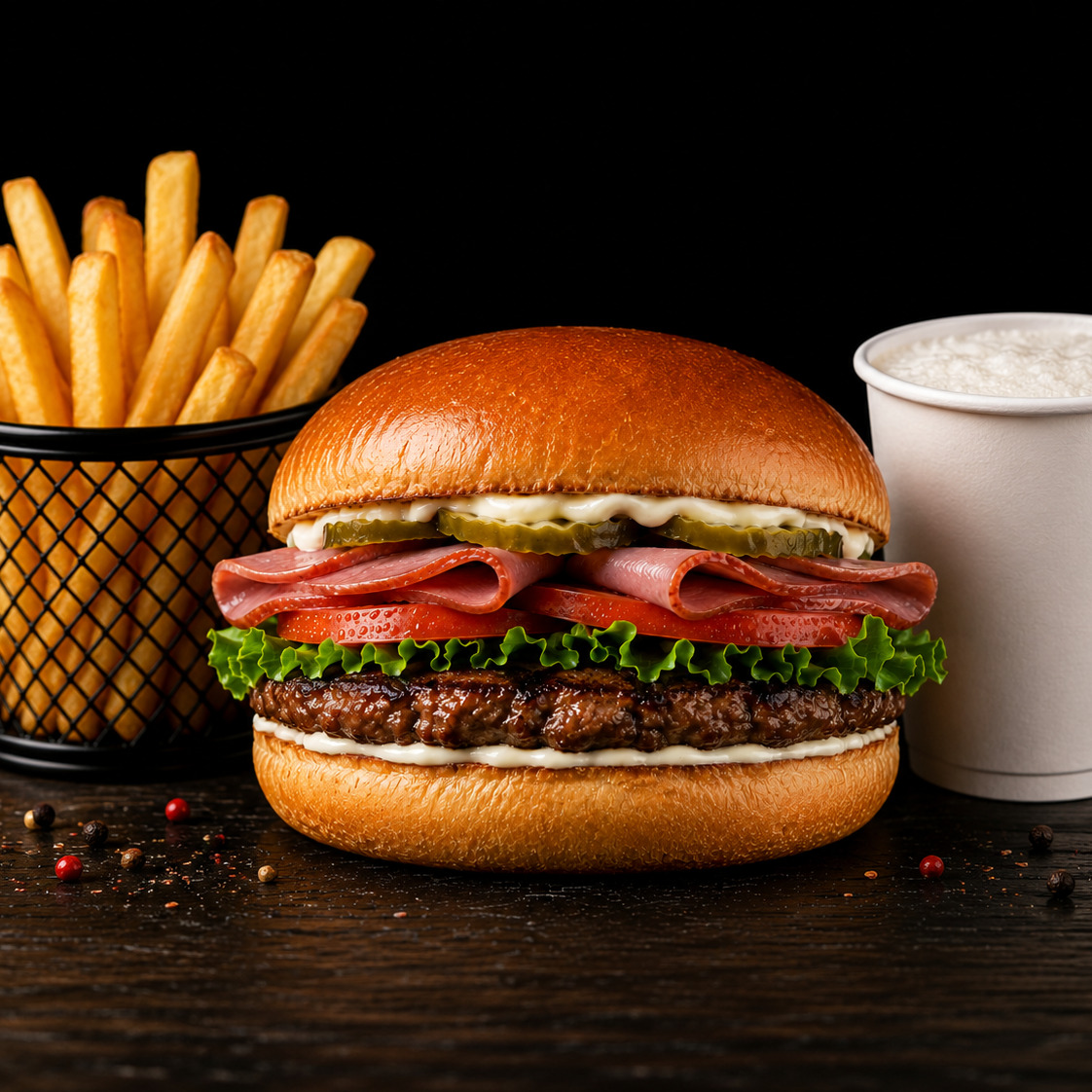 Hindi Fümeli Köfte Burger Menü (90 Gr.)