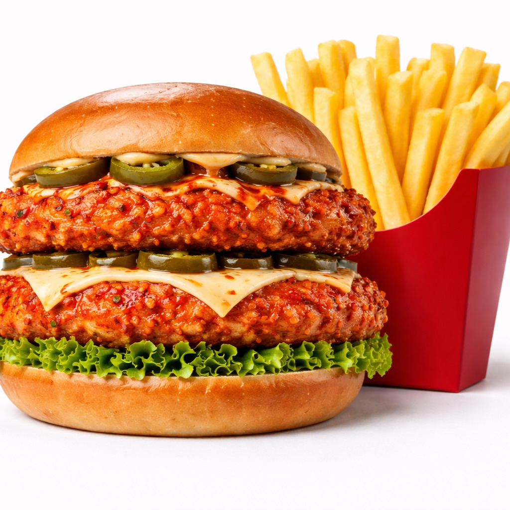 Double Acılı Tavuk Burger