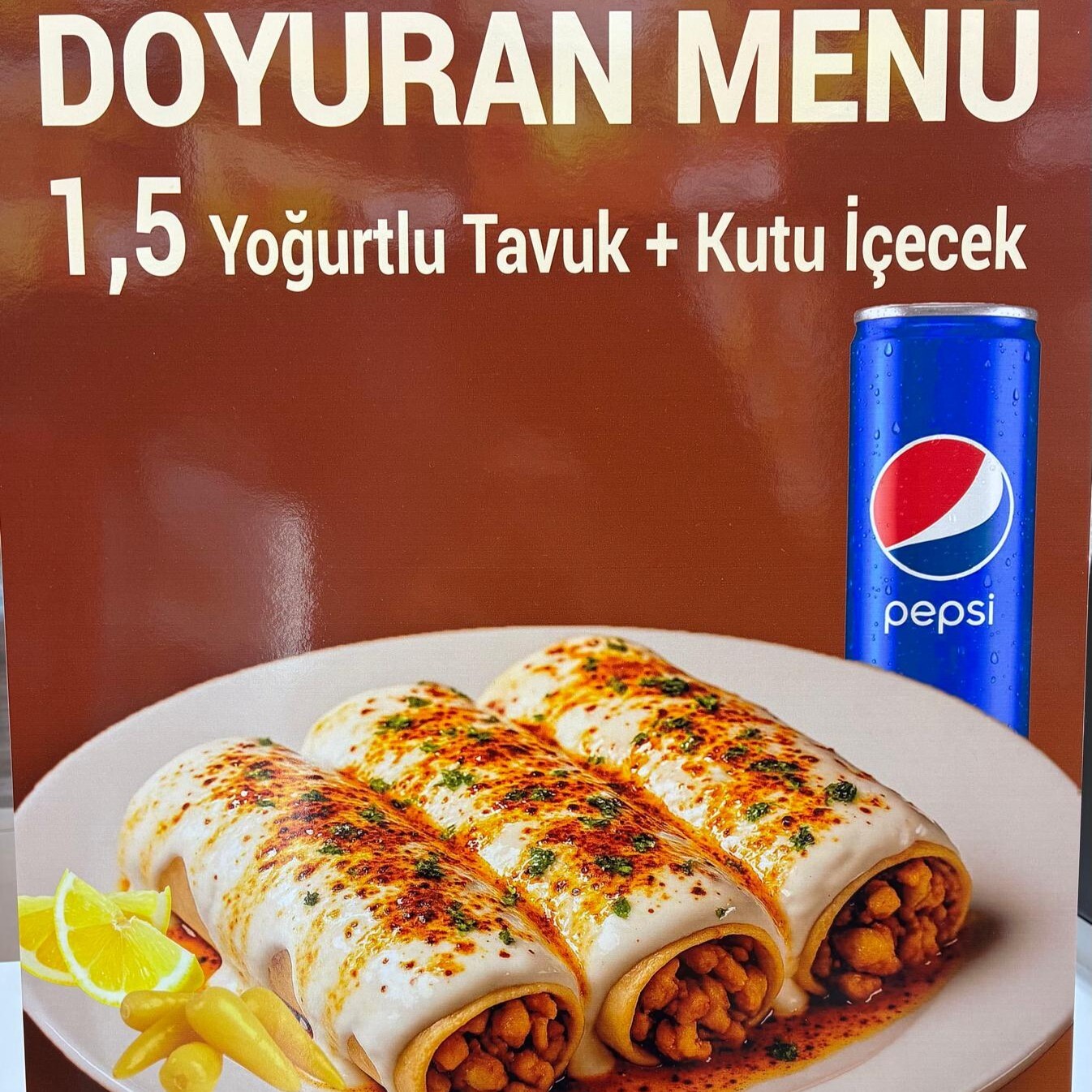 Doyuran Menu-1,5 Porsiyon Tavuk Yoğurtlu+Kutu İçecek