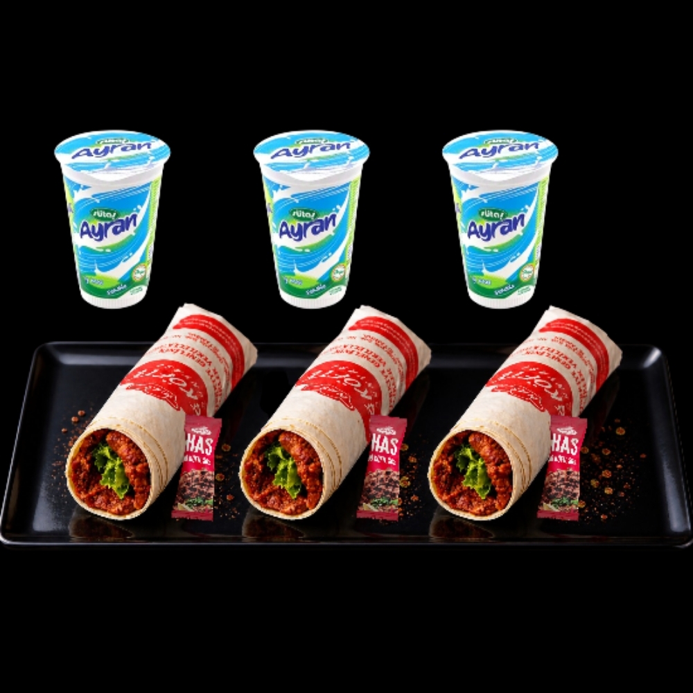3'li Öğrenci Menü + 3 Ayran (175 ml.)
