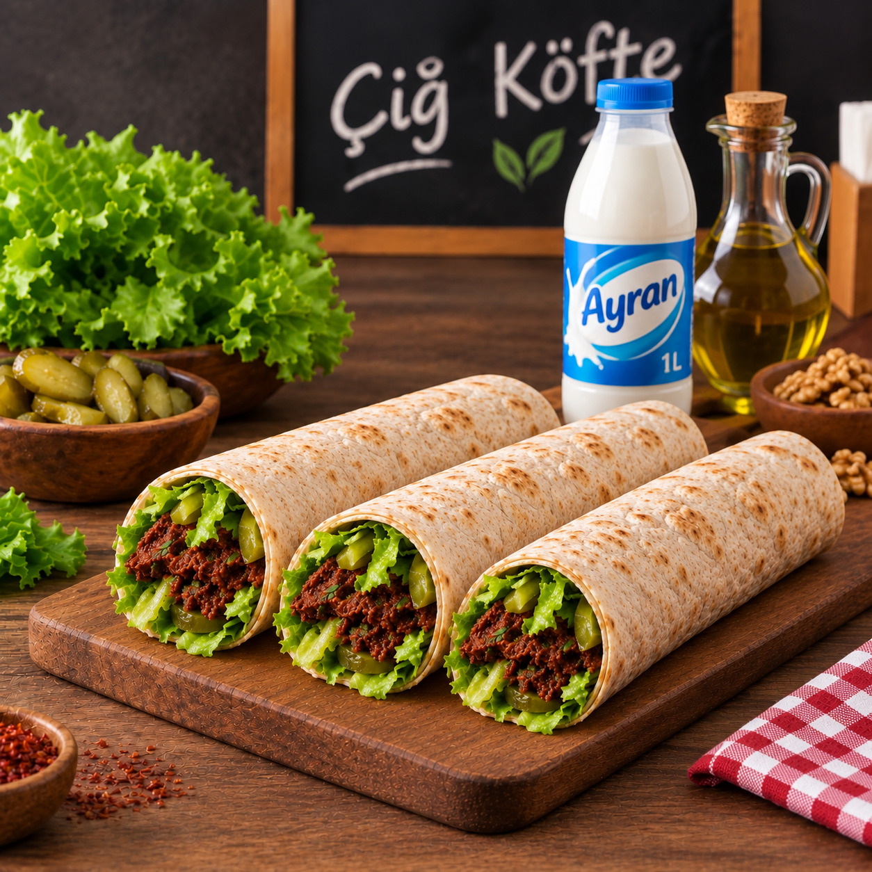 3'lü Çiğ Köfte Zeytinyağlı Cevizli Dürüm (100 G) Menü