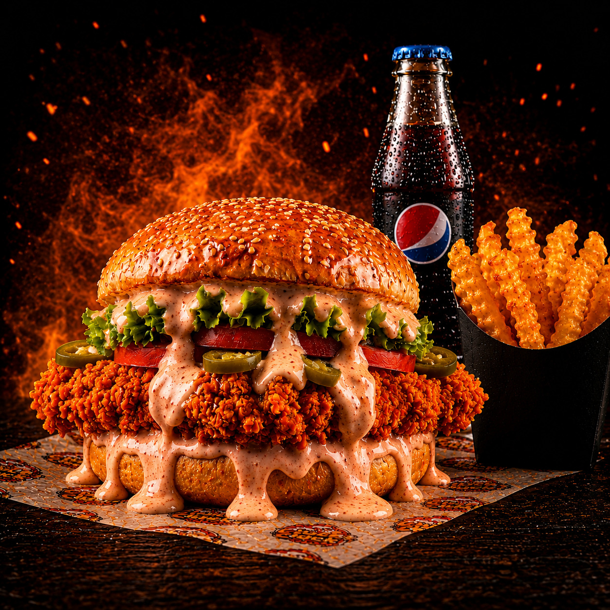 Spicy Inferno Burger Menü