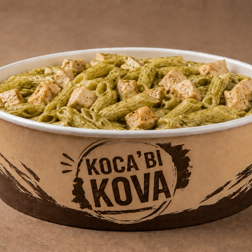 Pesto Soslu Tavuklu Kovada Makarna