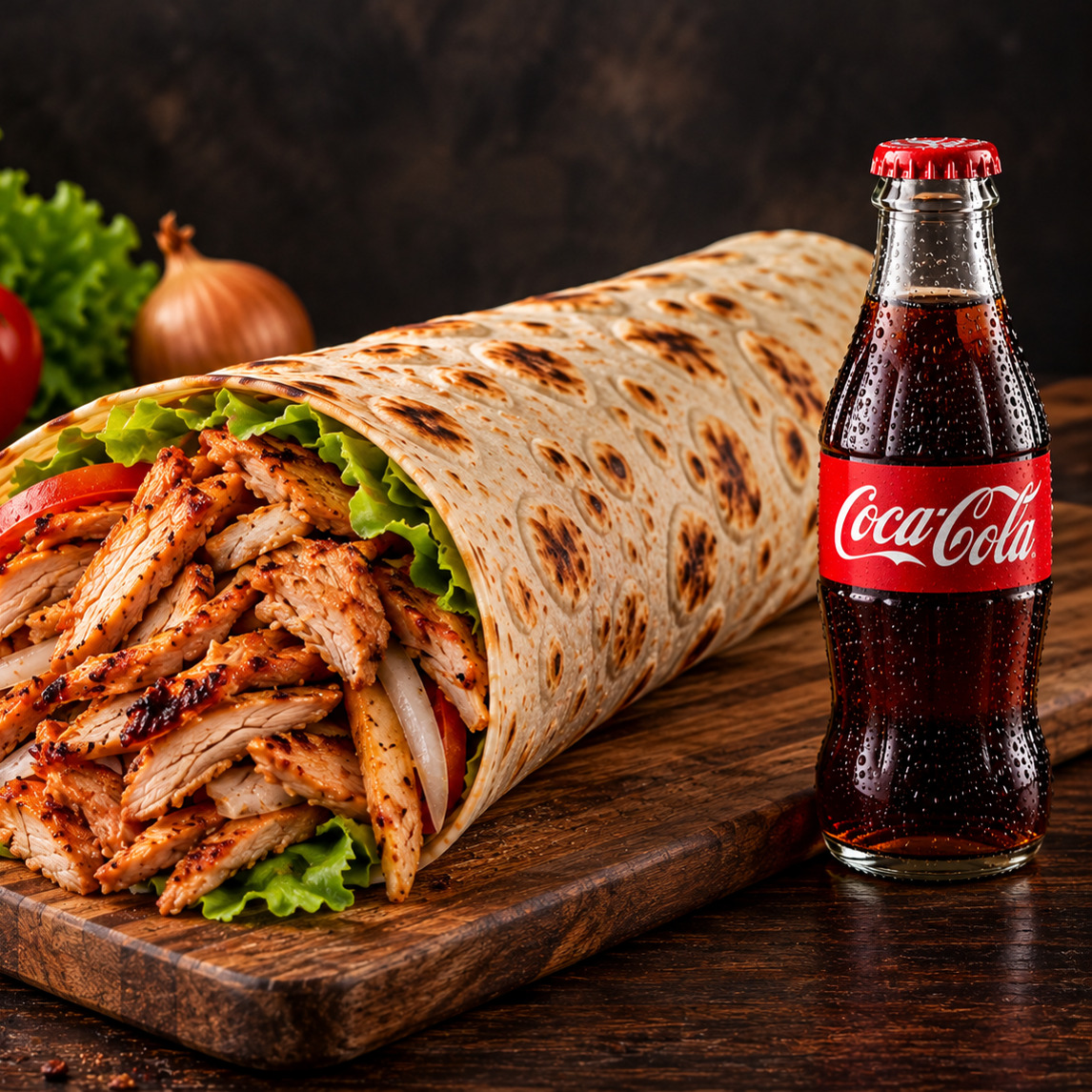 Large Cag Tavuk Dürüm + Şişe Coca-cola 200 ml.