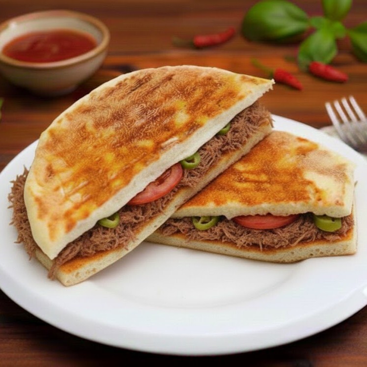 Sebzeli Kavurmalı Kaşarlı Bazlama Tost