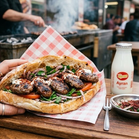 5 Adet Ekmek Arası Izgara Köfte + Ayran