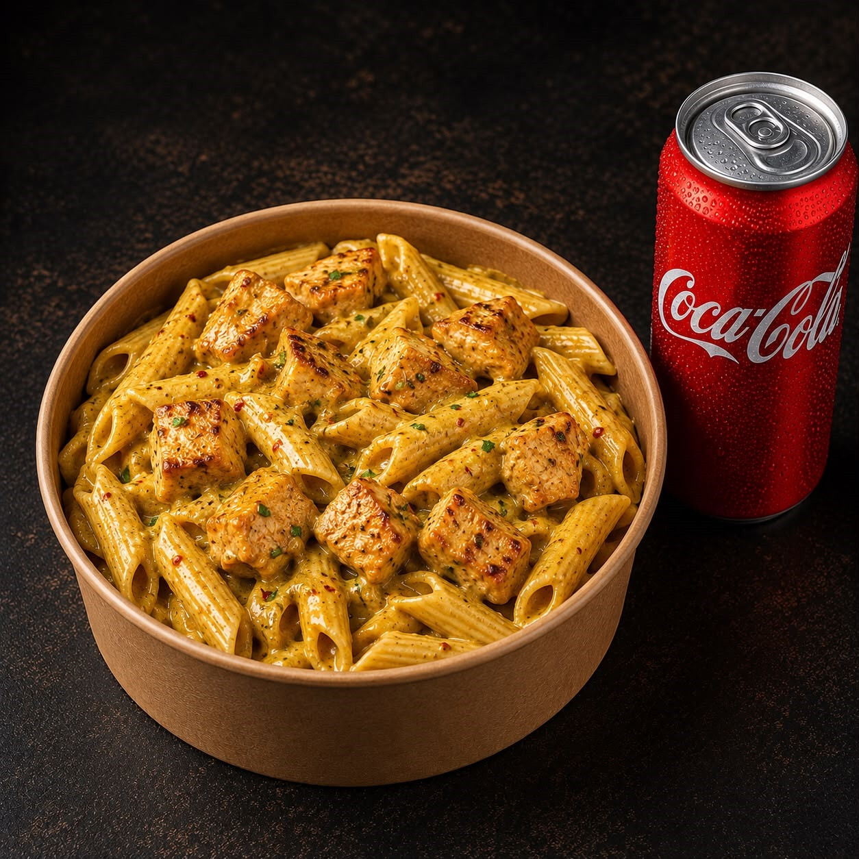 Köri Soslu Tavuklu Penne + İçecek