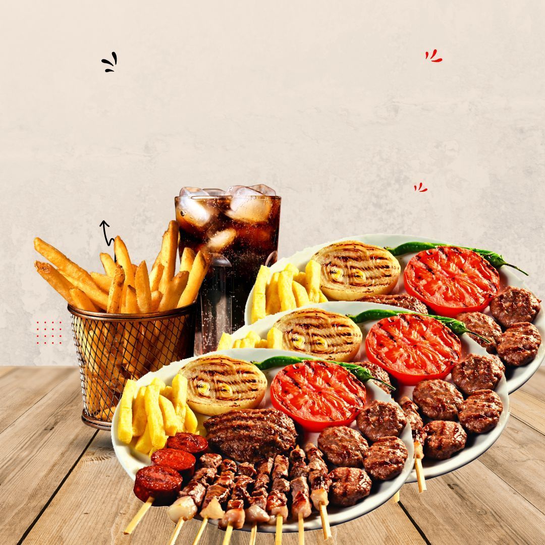 3 Adet Izgara + Çift Kişilik Patates Kızartması + Litrelik İçecek