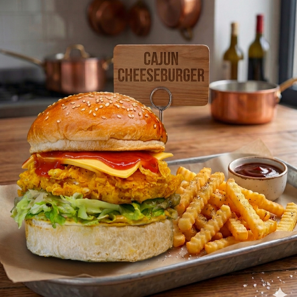 Cajun Chesseburger ve Patates
