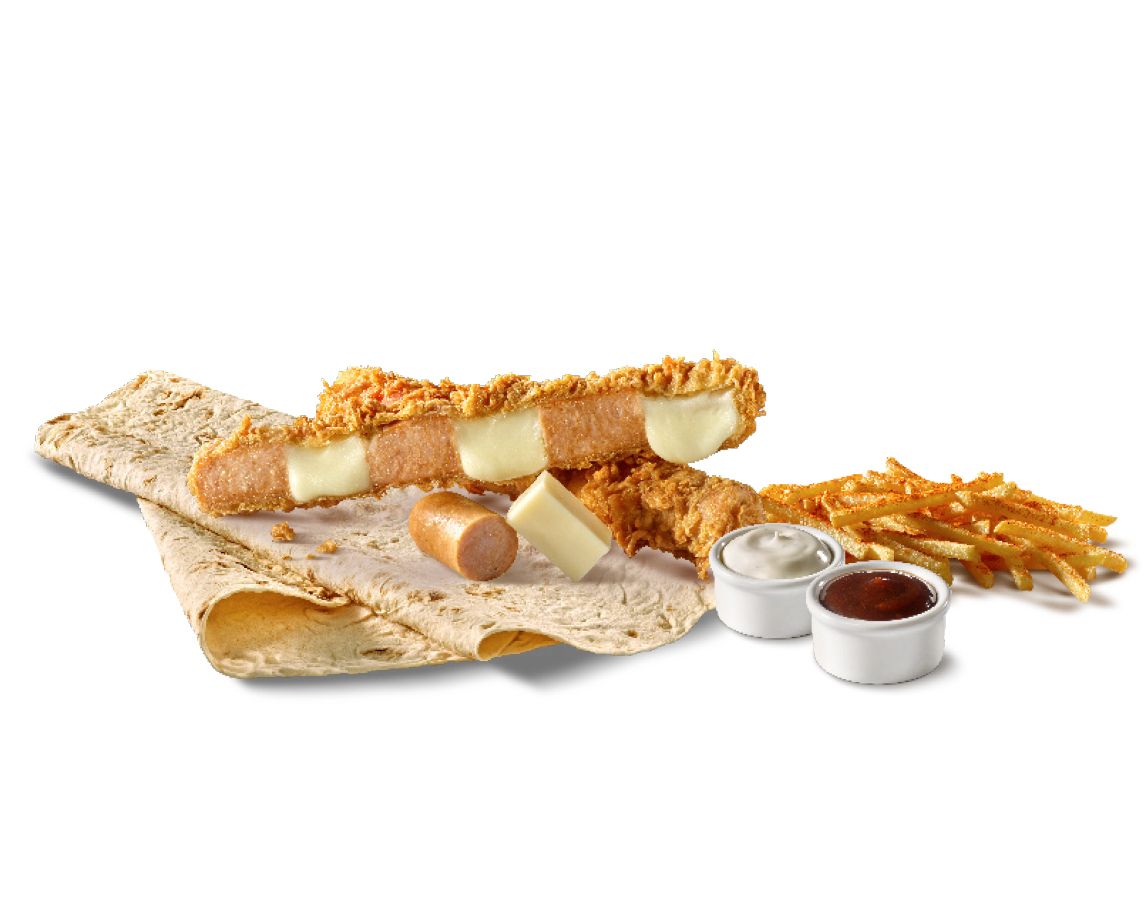 Sosisli Kaşarlı Cajun Şiş