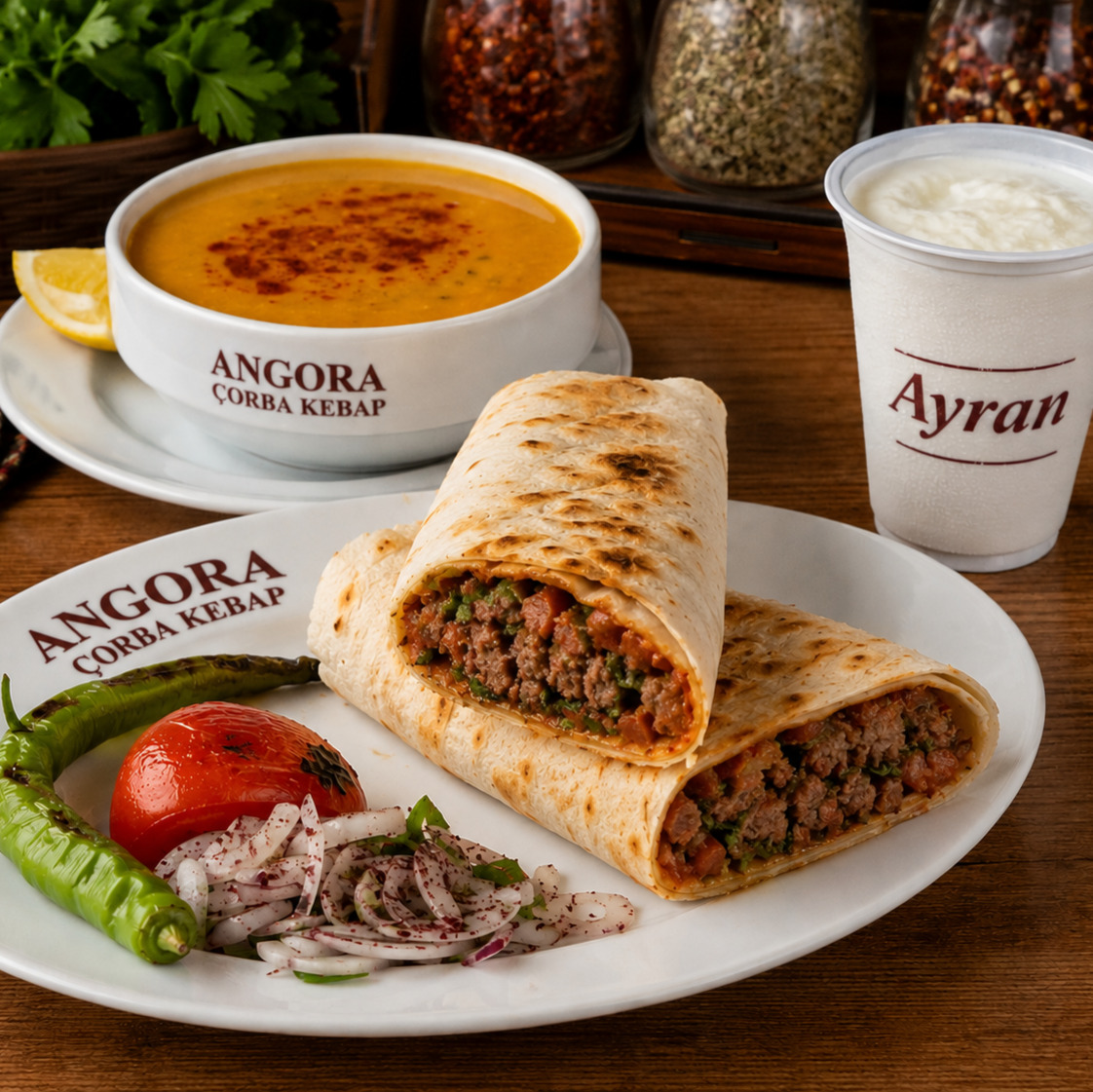 Eko Menü 1-Adana Dürüm+Mercimek çorbası+Ayran