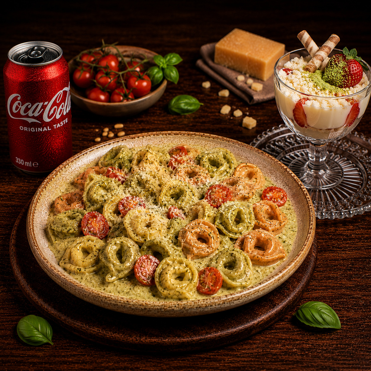 Dört Dörtlük Pesto Soslu 3 Renkli Tortellini Menü