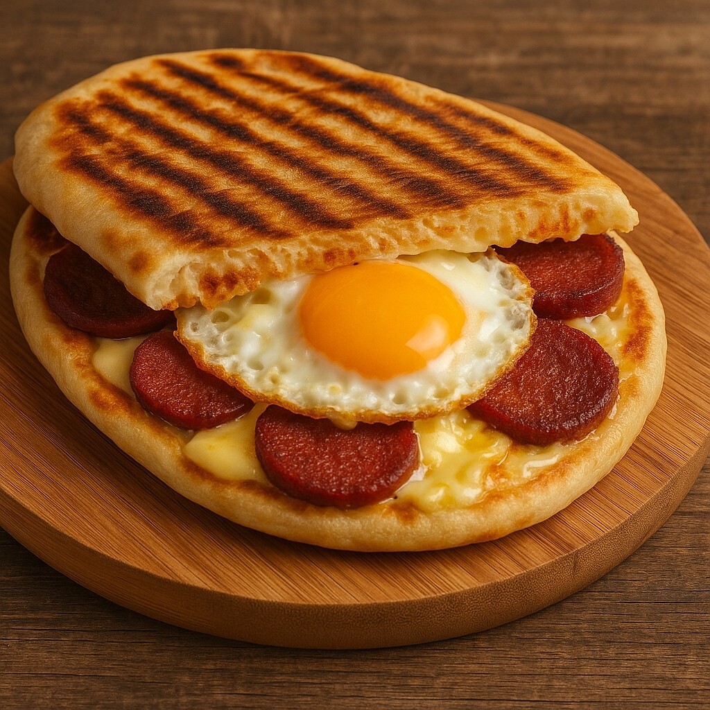 Sucuklu Yumurtalı Kaşarlı Bazlama Tost