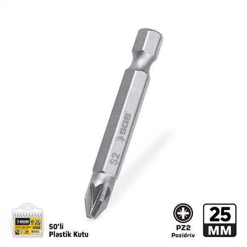POZİDRİV UÇLU BİTS S2 PZ2*25mm Sand-Pro Series
