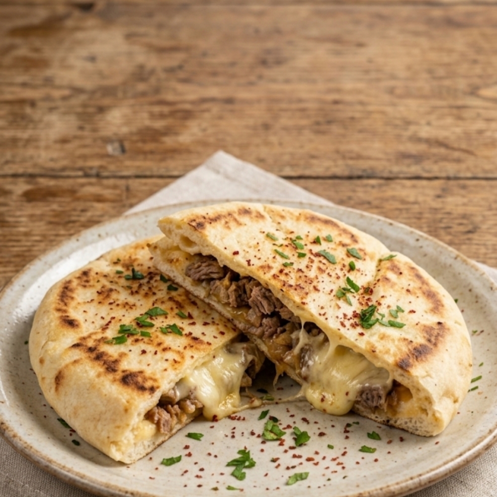 Bazlama Kavurma Kaşarlı tost