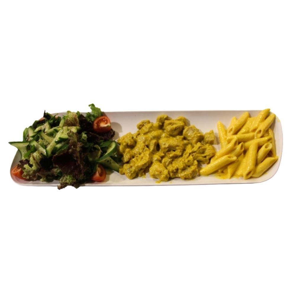 Köri Soslu Tavuk, Makarna, Salata